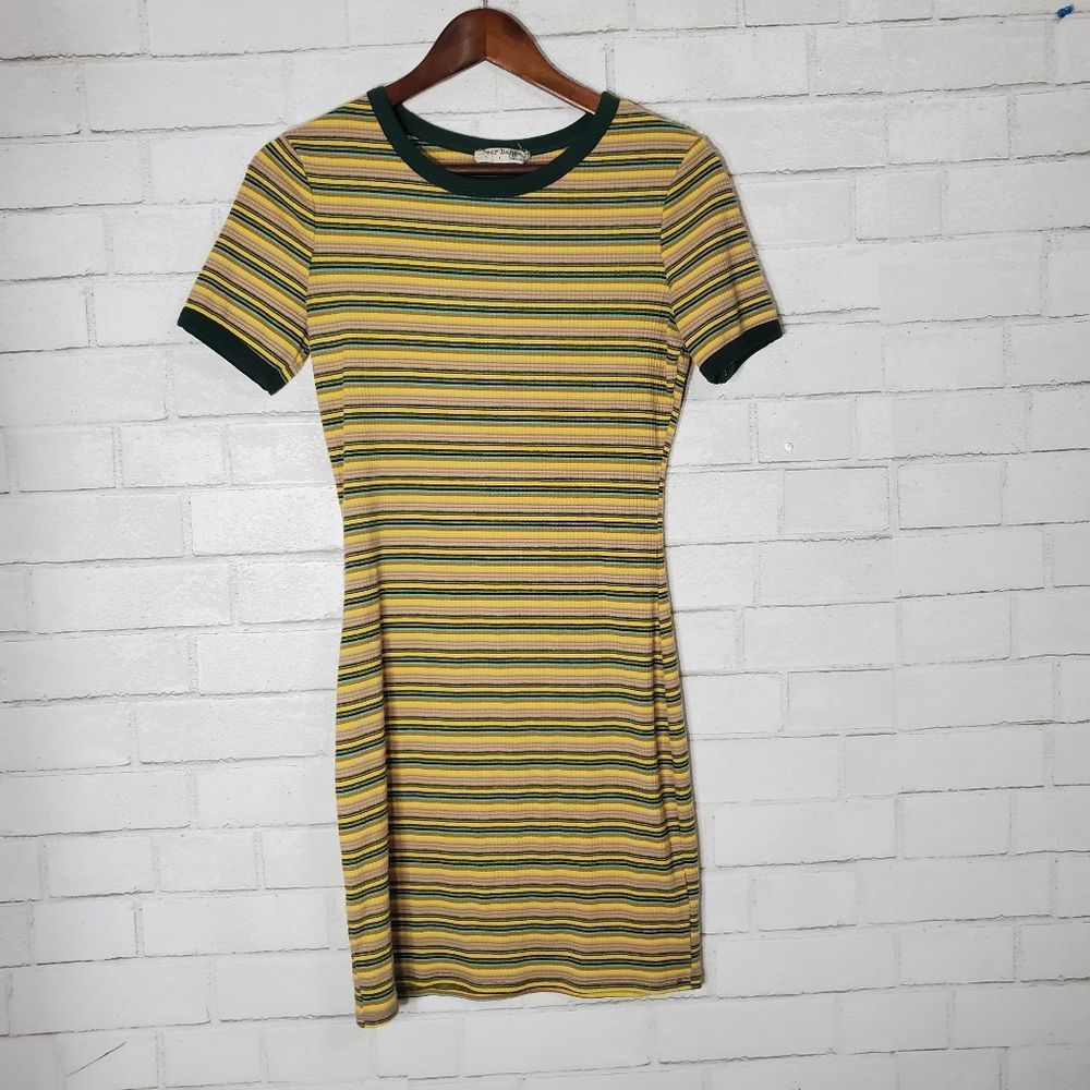 Bear Dance Cute Stripe Short Sleeve Dress